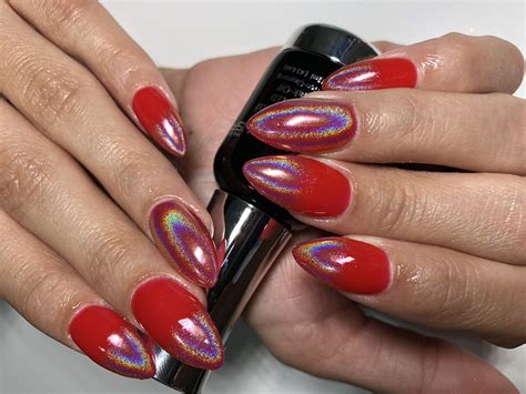 red chrome ombre nails